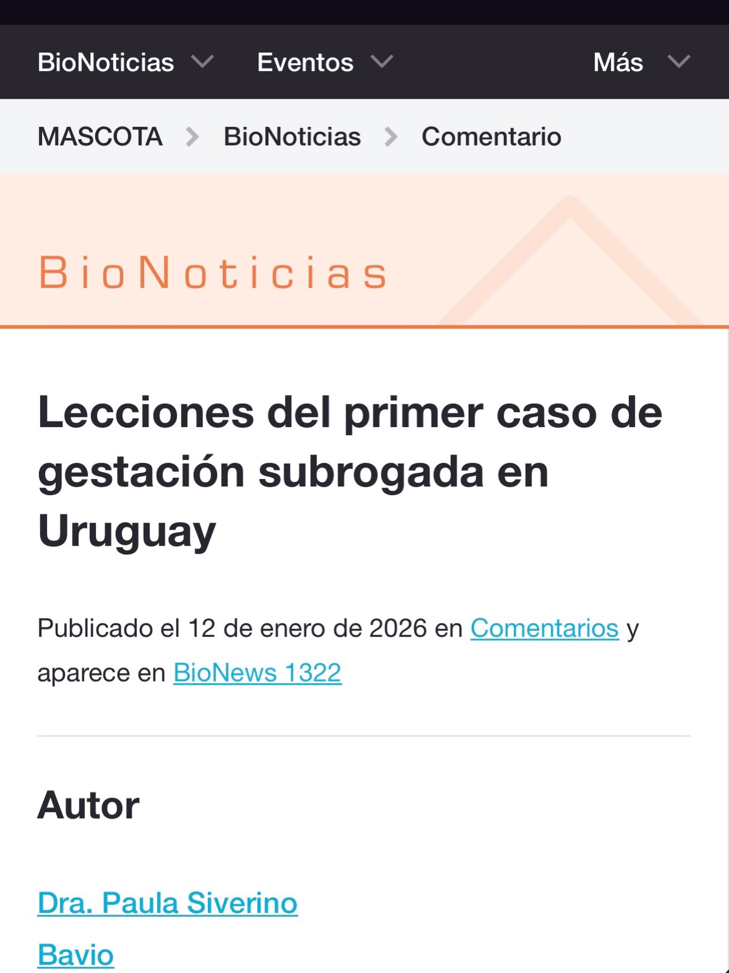 Les comparto este artículo tan interesante respecto a la subrogación uterina en Uruguay.
Su autora la Dra Paula Siverino desde hace décadas comprometida con la ética y  legislación de los tratamientos de fertilidad,  da una mirada crítica y clara de la situación en nuestro país, destacando la singularidad de nuestra legislación en estos tratamientos.
Un placer colaborar contigo 💫 @paulasiverinobavio 
 
https://www.progress.org.uk/lessons-from-uruguays-first-gestational-surrogacy-case/